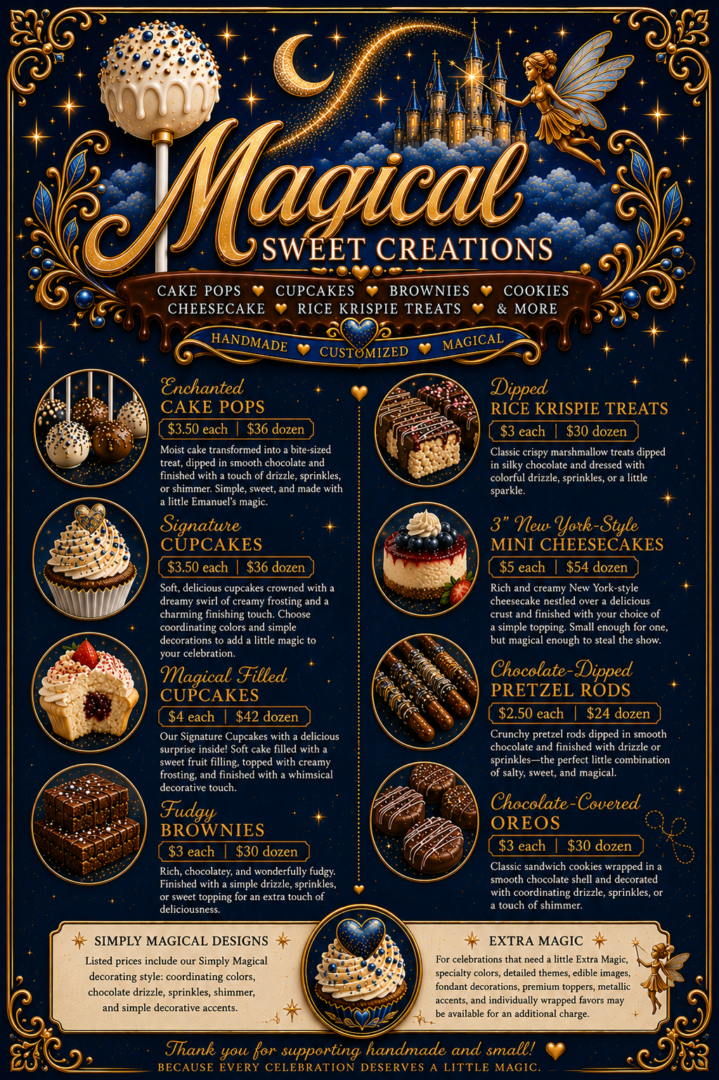 Magical Sweet Creations full menu and pricing